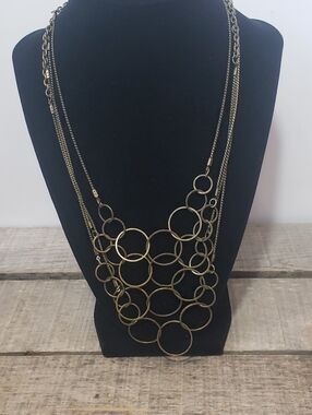 BRONZE MULTI-STRAND Circles Bib Necklace